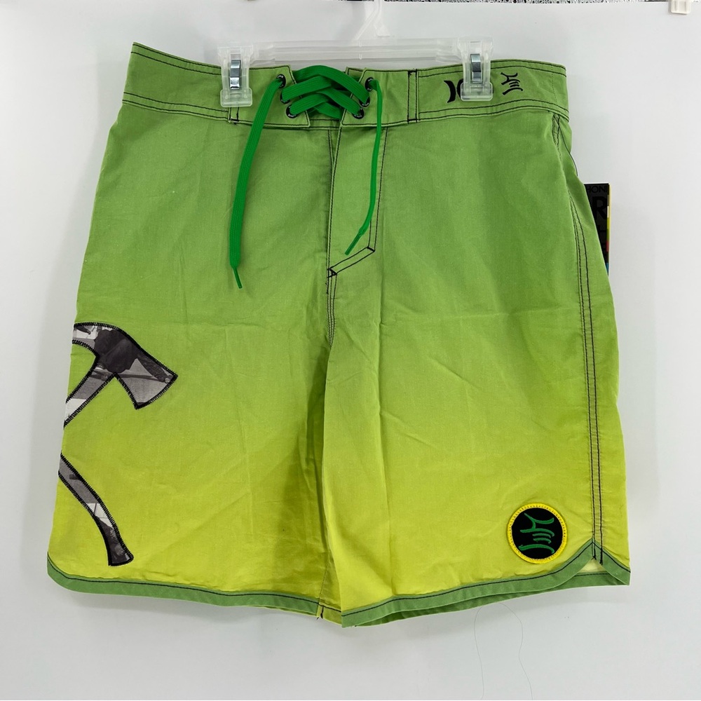 Hurley Stetcyk Bag of Axes Board Shorts Mens 30 Neon Green Gradient NWT